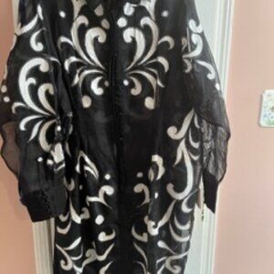 Karen Millen black & white sheer dress, size 18 US